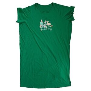 Vintage Christmas Sleep Shirt 3XL Green Plus‎ Size Curvy Girl Comfy Pajamas